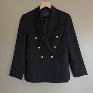 Nili Lotan Henry Blazer Black Size 2 Wool Jacket Classic Menswear Chic Academia